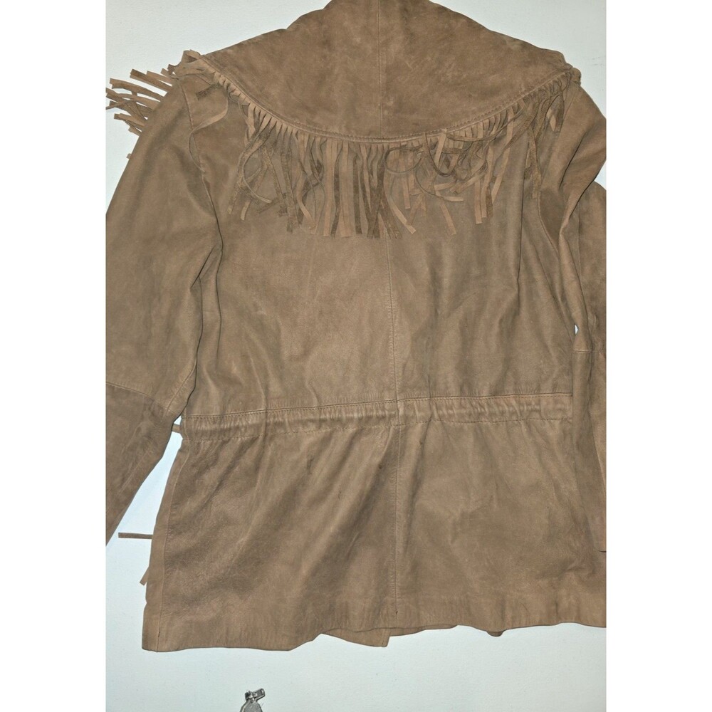 Leather Suede Jacket Womens SZ L Fringe Western Grunge Cowgirl WSpice Rustic - Picture 14 of 16